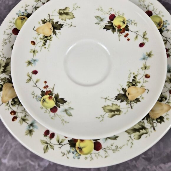 Royal Kent 3 Piece Set cup Saucer Bread Plate Apples Pears Fruits Vintage - Picture 10 of 16